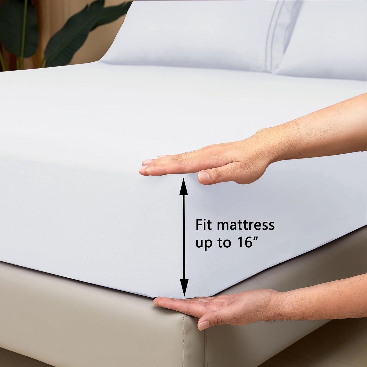 Mejoroom Full Size Sheet Sets - Hotel Luxury 1800 White Sheet - 16 Inch Deep Pocket Bed Sheets, Soft, Breathable, Wrinkle, Fade & Stain Resistant - 4 Piece (Full, White)