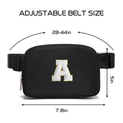 Gitus Birthday Gifts for 8 9 10 11 12 13 Year Old Girls Personalized Fanny Pack Crossbody Bags with Initial Letter Patch Belt Bag for Teen Girls Cute Trendy Stuff Travel Essentials (Black-A)