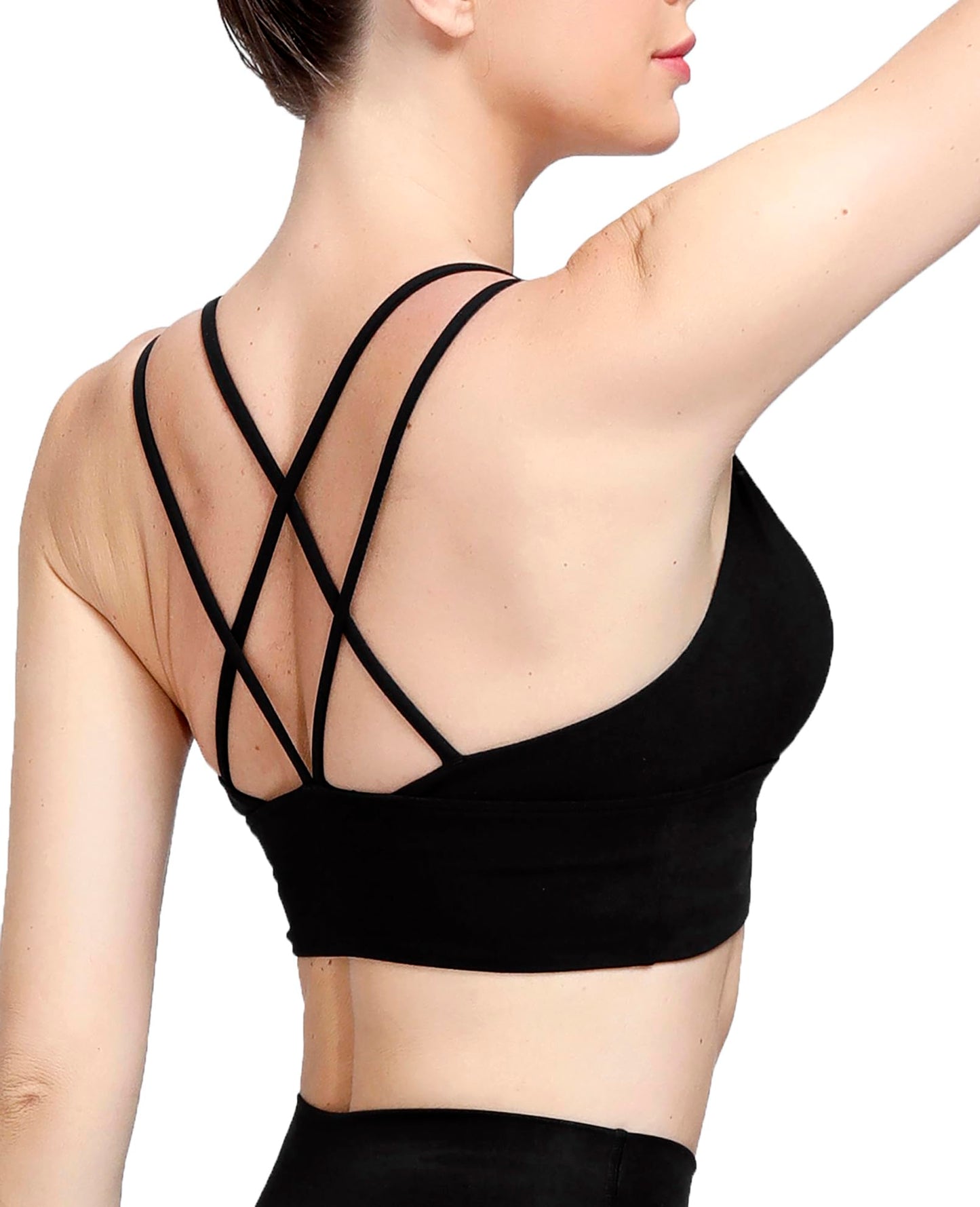 MotoRun Womens Push-Up Padded Strappy Sports Bra Cross Back Wirefree Fitness Yoga Top Maroon&Black 2 Packs, Medium