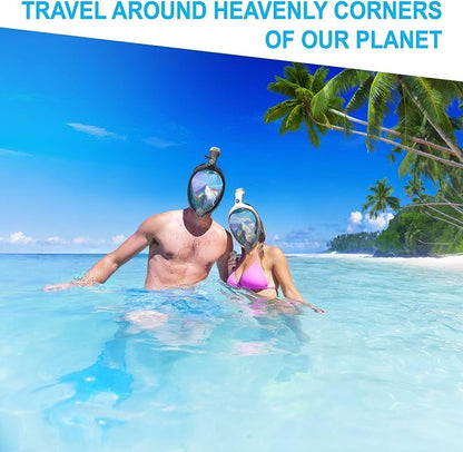 Aleoron - Foldable Snorkel Mask Full Face for Adults - Latest Dry Top System 180 Panoramic Snorkeling Mask with Camera Mount Safe Breathing Anti Fog
