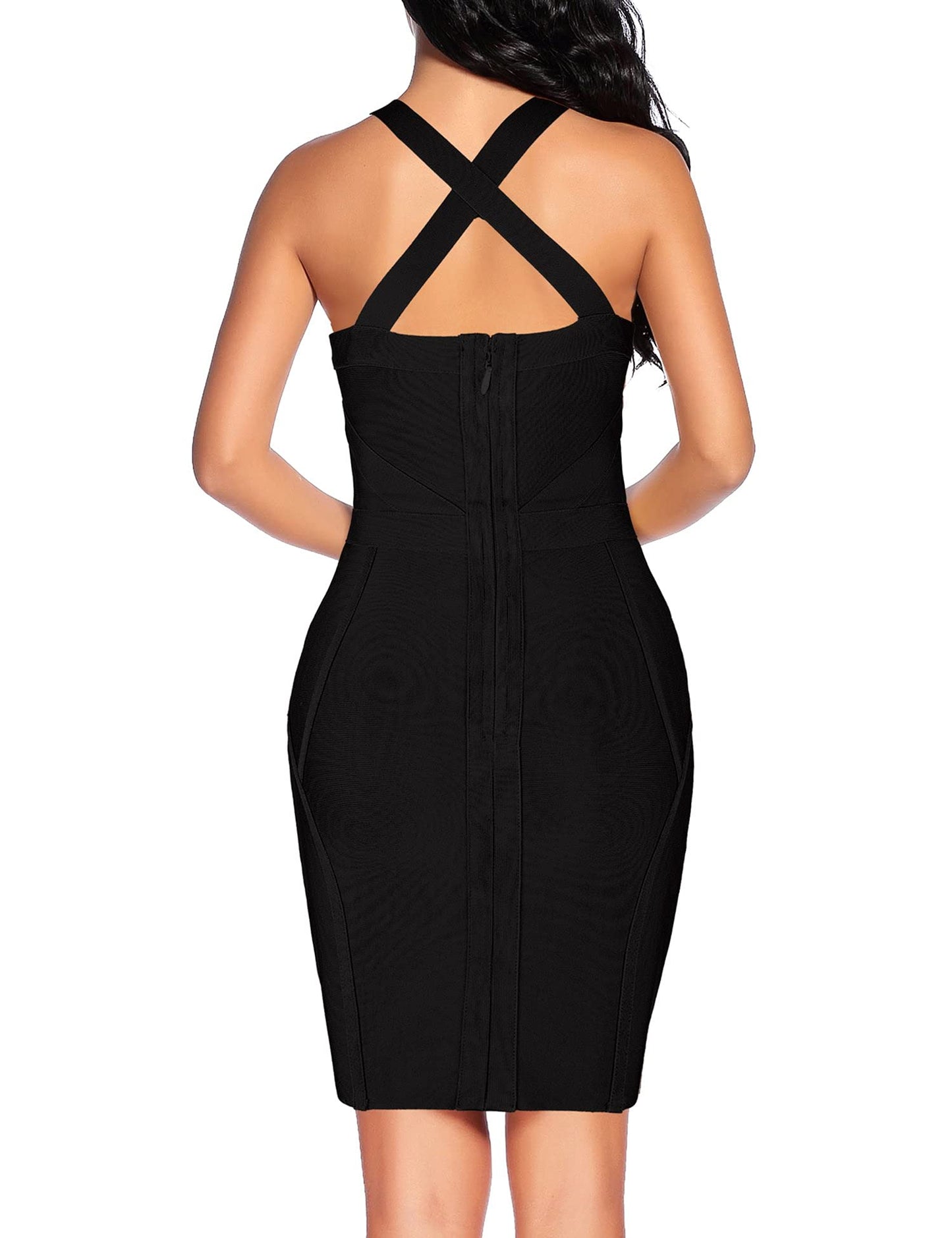 Madam Uniq iFashion Women's Straps Sexy Cut Out Bodycon Bandage Mini Dress Small Black(e)