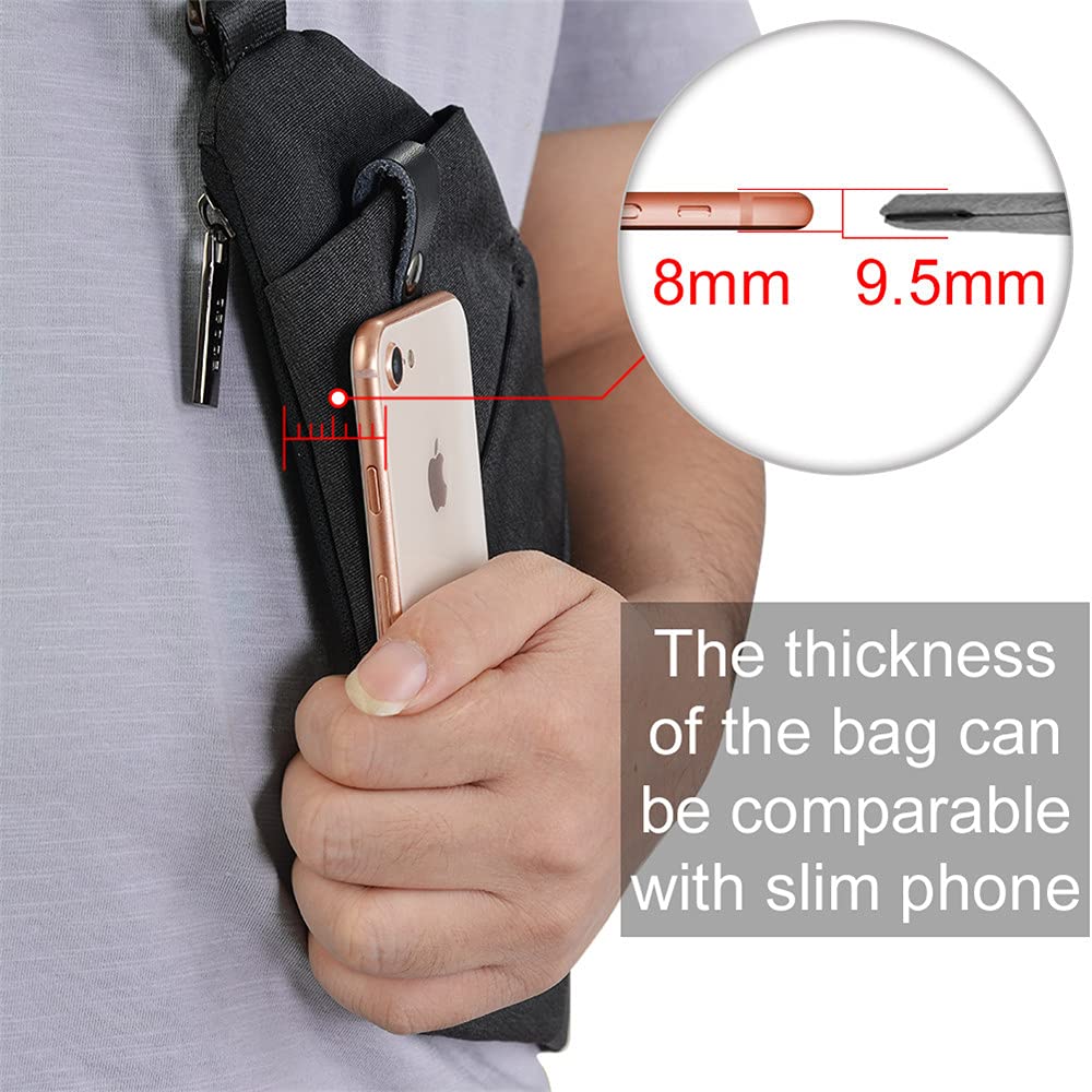 OSOCE Lightweight Sling Bag, Anti Theft Crossbody Bags for Women Men Casual Shoulder Crossbody Sport Travel Hiking Bag,Black,Small