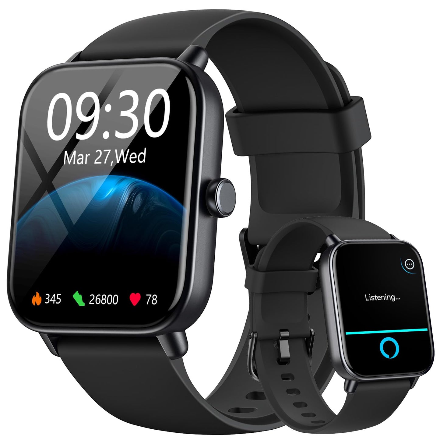 aeac Smart Watches for Men Women Answer/Make Call, Alexa Bulit-in, 1.8" HD Fitness Tracker for Android iOS, Smart Watch with IP68 Waterproof/110 Sport Modes/Heart Rate/Sleep Monitor/Calories/Pedometer