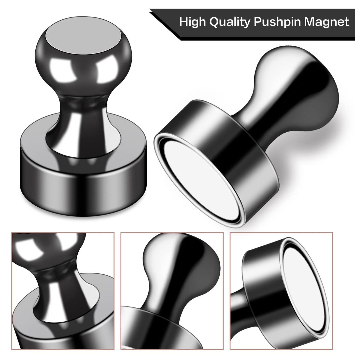 LOVIMAG 12Pcs Black Fridge Magnets, Small and Strong Magnets for Whiteboard, Office, Classroom, Map, Kitchen