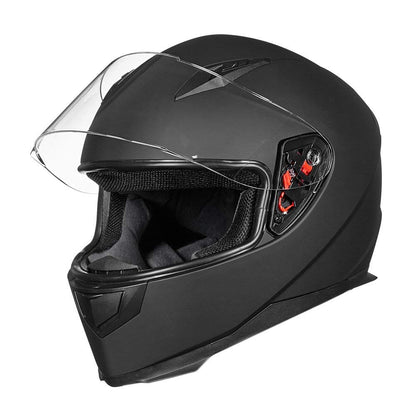 ILM Full Face Motorcycle Street Bike Helmet with Removable Winter Neck Scarf + 2 Visors DOT Model-JK313 (XL, Matte Black)