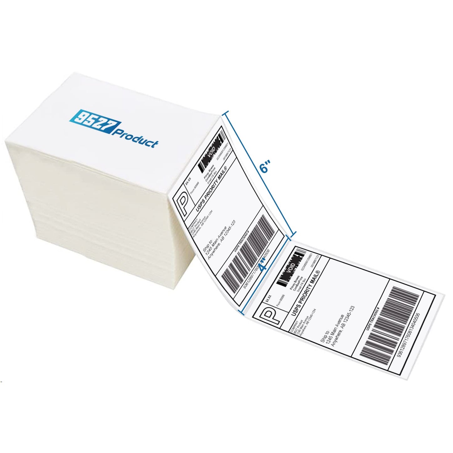 9527 Product Fanfold 4 x 6 Direct Thermal Labels White Perforated Shipping Label, 500 Labels per Stack,1 Stack