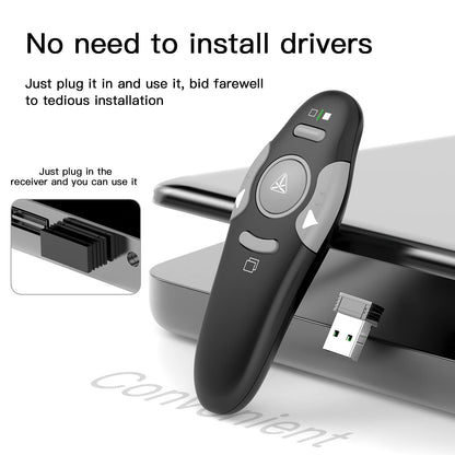 QUI Presentation Clicker Wireless Presenter Remote Clicker for PowerPoint Presentations, Wireless USB Presenter Slide Advancer for Mac, Keynote, Computer, Laptop
