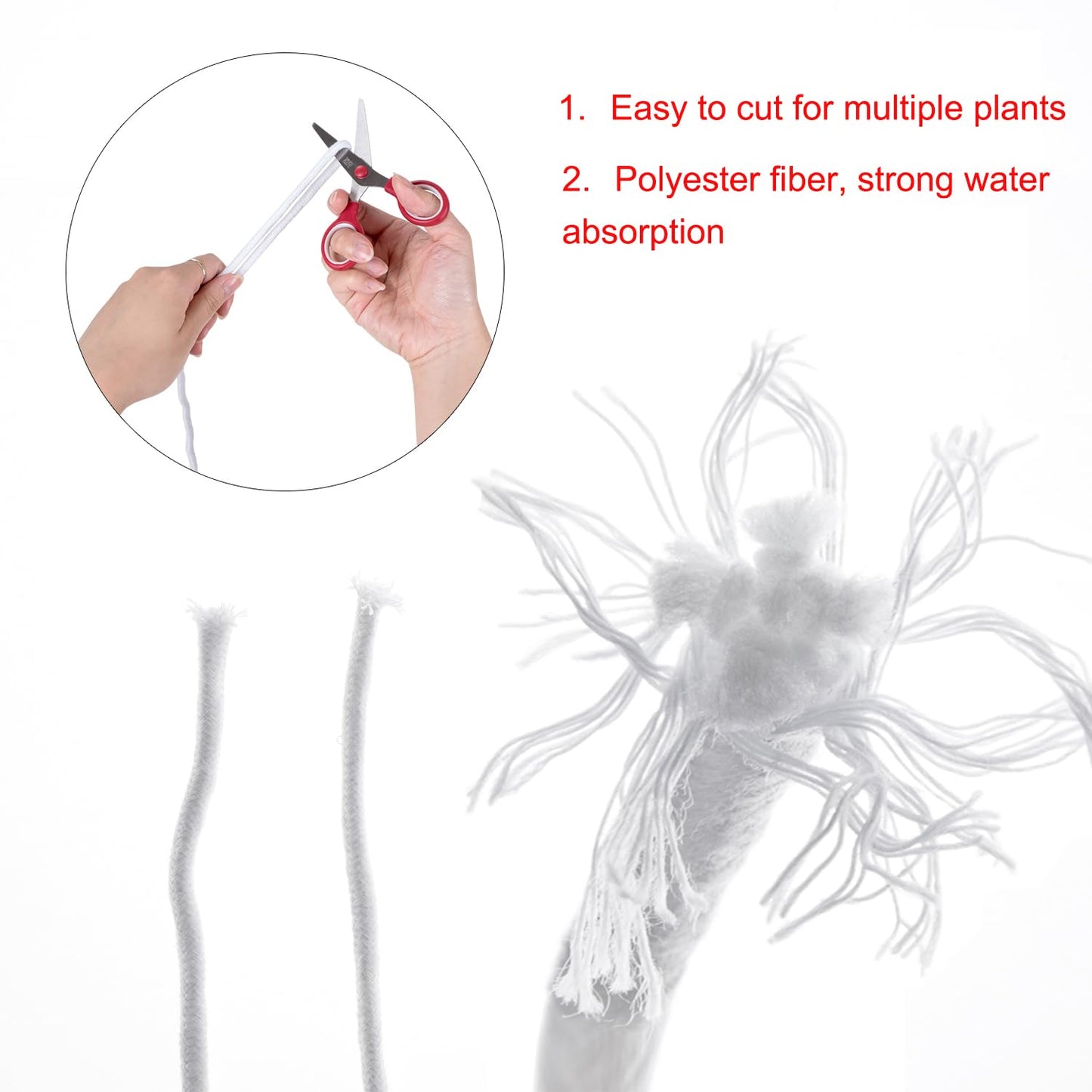 ORIMERC 60 feet 1/6 inch Self Watering Wick Cord for Vacation Self-Watering Planter Pot DIY Automatic Watering Device System Potted Plant Sitter Auto Drip Waterer to Water African Violet