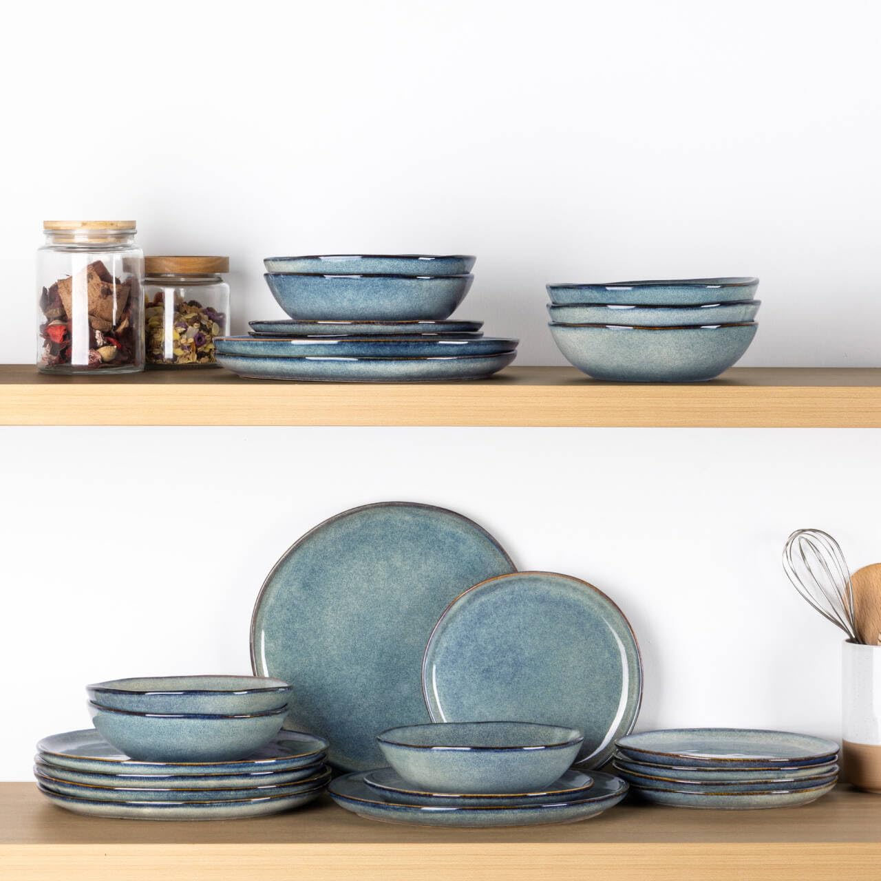 AmorArc Ceramic Dinnerware Sets,Handmade Reactive Glaze Stoneware Plates and Bowls Sets,Highly Chip and Crack Resistant | Dishwasher & Microwave Safe Dishes Set,Service for 4 (12pc)