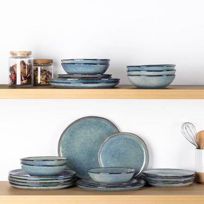 AmorArc Ceramic Dinnerware Sets,Handmade Reactive Glaze Stoneware Plates and Bowls Sets,Highly Chip and Crack Resistant | Dishwasher & Microwave Safe Dishes Set,Service for 4 (12pc)