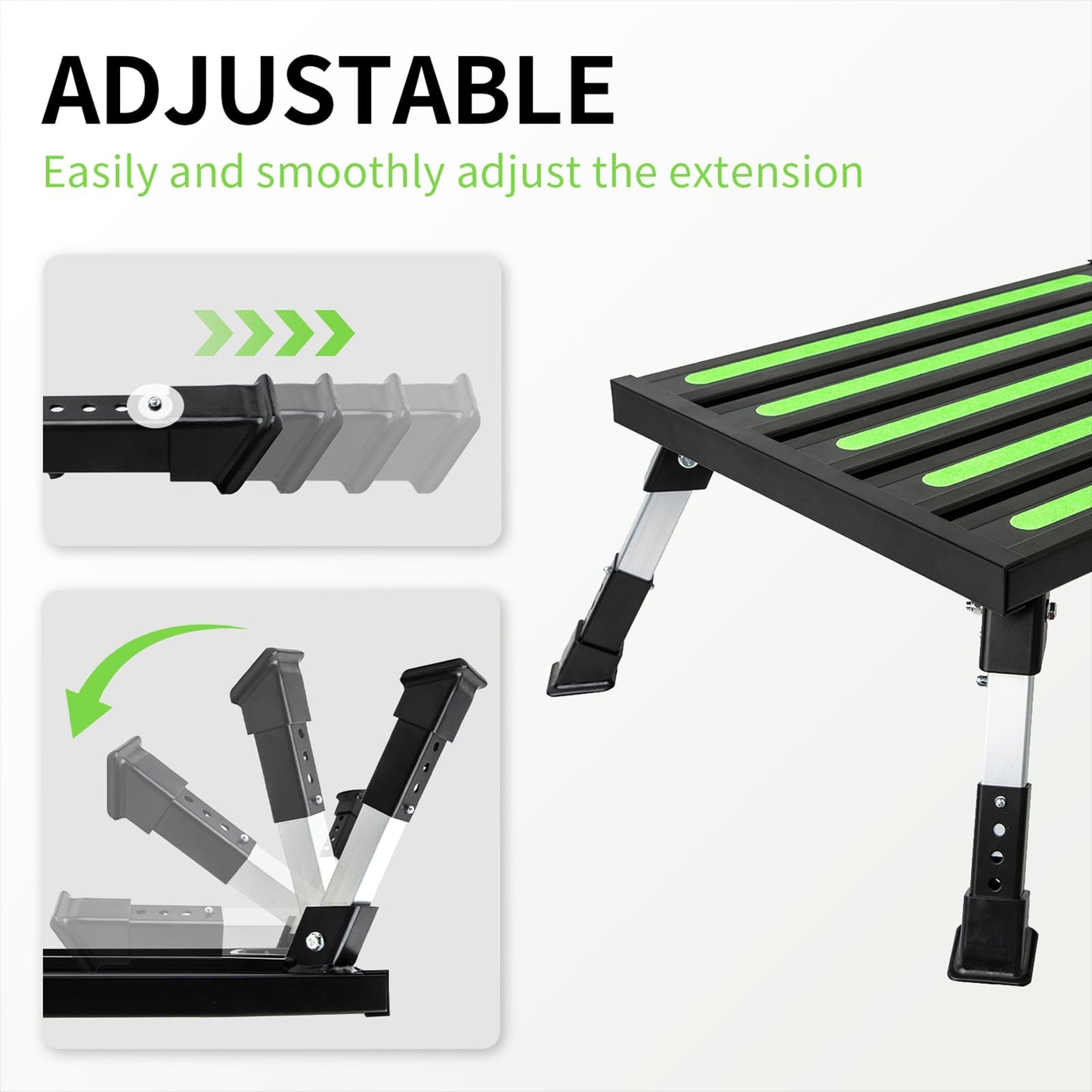 GarfatolRv 19”×14.5” Foldable Large RV Steps with Glow in The Dark Tapes Adjustable RV Step Aluminum RV Step Supports Up to 1500 lbs