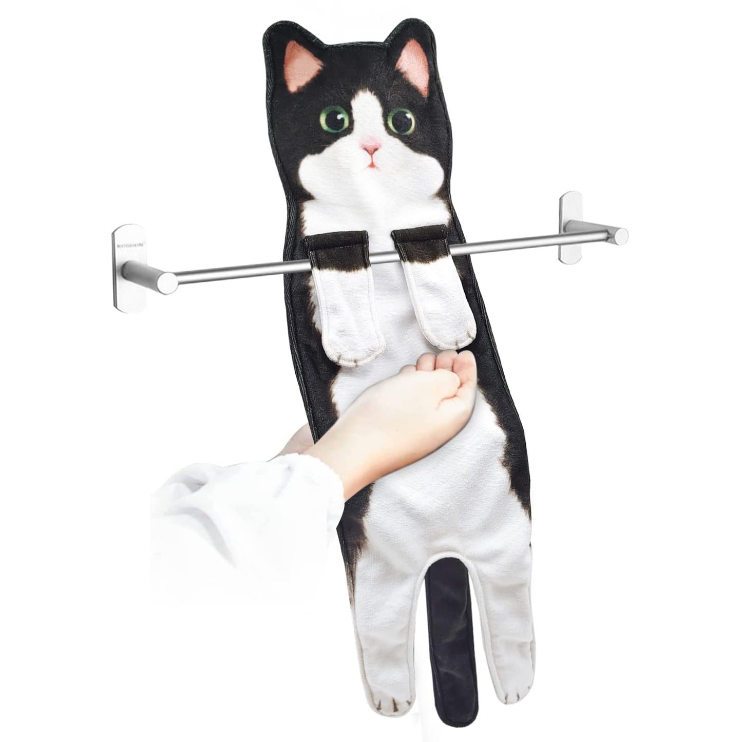 PAT JUUMG Funny Cat Hand Towels for Bathroom Kitchen Decor Towel,Cute Decorative Hanging Face Towels,Super Absorbent Soft, Housewarming Gift,Cat Lovers Gifts for Women (Tuxedo Cat)
