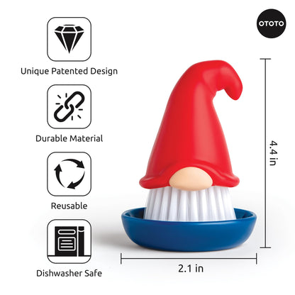 New! Beardy Gnome Dish Brush by Ototo - Dish Scrub Brush, Gnomes, Quirky Gifts, Dish Brush, Cute Kitchen Accessories, Funny Kitchen Gadgets, Vegetable Brush, Cute and Useful Gifts for Women