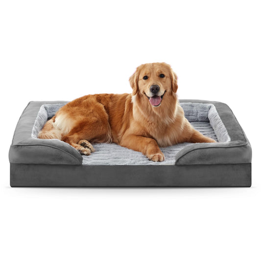 FURTIME Orthopedic Dog Beds Large Sized Dog, XL Washable Dog Sofa Bed for Large Dogs, Comfy Supportive Egg-Crate Foam Pet Couch Bed with Removable Cover, Waterproof Lining and Nonskid Bottom