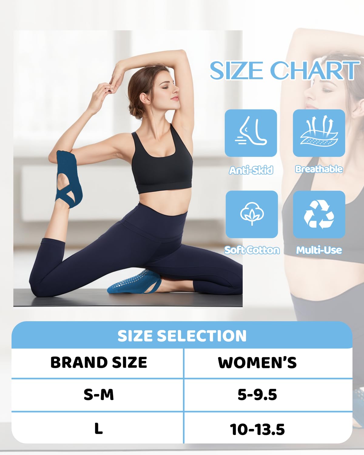 Pilates Grip Socks for Women Men Girls Non Slip Skid Yoga Black Cute Socks Pure Barre Socks with Grips and Straps Anti Slip Grippy Ideal for Ballet Dance Barefoot Workout Home Hospital Gripper Socks