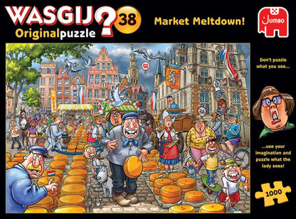 Jumbo, Wasgij, Original 38 - Market Meltdown!, Unique Collectable Jigsaw Puzzle for Adults, 1,000 Piece