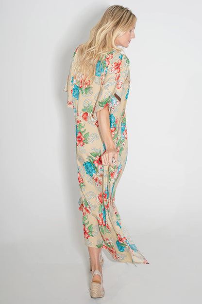 Miss Lavish London Womens Kaftan Tunic Kimono Dress Ladies Summer Evening Maxi Party One Size Fits 10-24 (One Size, 115-Brown)