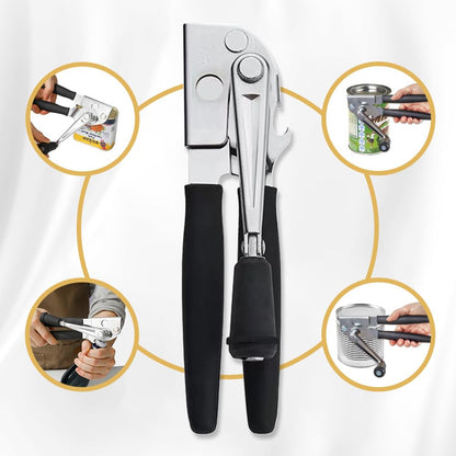 NUFR Crank Can Openers Manual,Heavy Duty Commercial Can Opener with Rubber-coated Long Handles