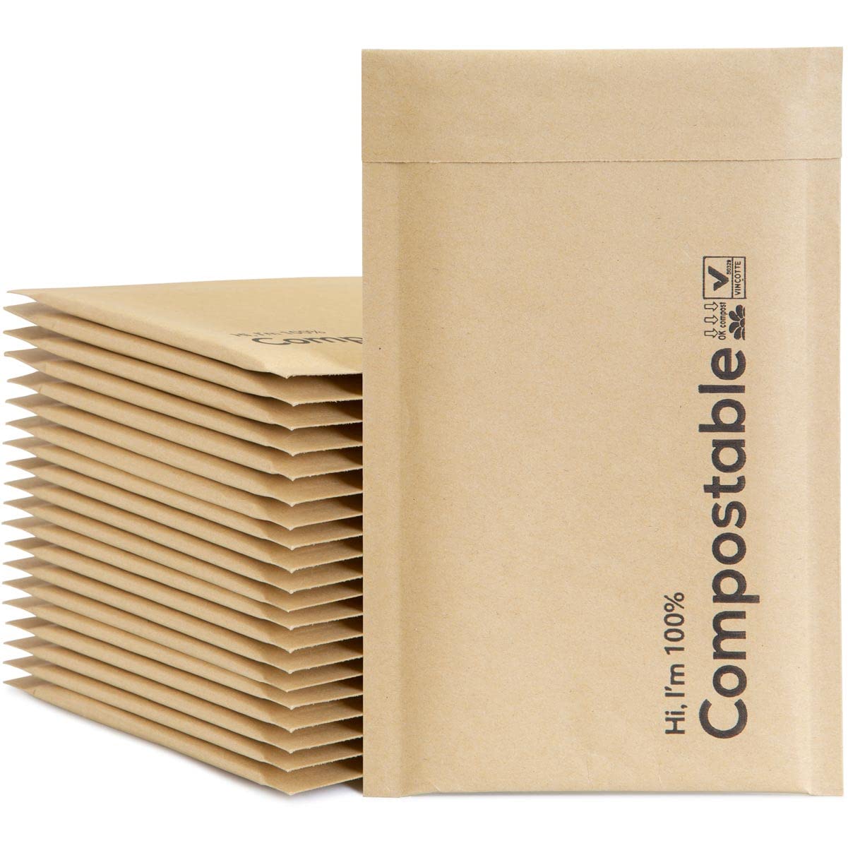 4x8 100% Biodegradable Bubble Mailers,25 Count Kraft Brown #000 Compostable Padded Packaging Wrap Envelopes Pouches Eco Friendly Self Seal Bags