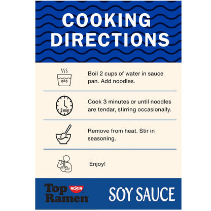 Nissin Top Ramen Noodle Soup, Soy Sauce, 3 Ounce (Pack of 24)