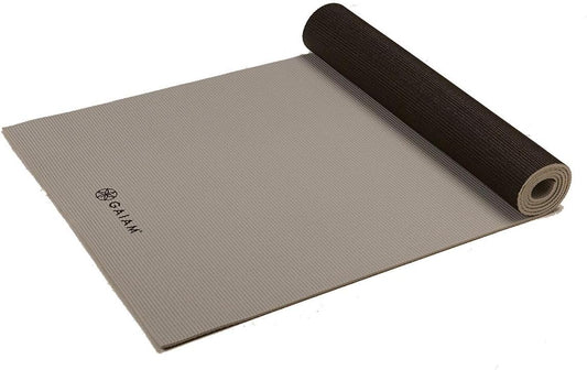 Gaiam Yoga Mat Premium Solid Color Reversible Non Slip Exercise & Fitness Mat for All Types of Yoga, Pilates & Floor Workouts, Granite Storm, 6mm, 68"L x 24"W x 6mm Thick