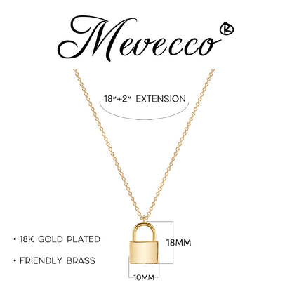 MEVECCO Gold Dainty Lock Necklace for Women 18K Gold Plated Cute Tiny Padlock Boho Love Elegant Necklace