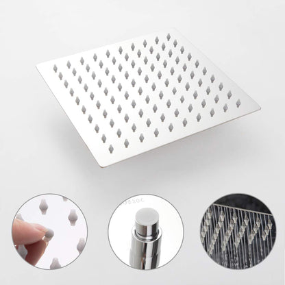 POP SANITARYWARE Single Function Shower Trim Kit with Rough-in Valve, Bathroom Rain Shower Set Bath Rainfall Shower Faucet System with Square Stainless Steel Metal Showerhead, Polished Chrome