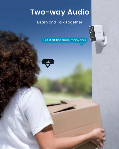 ieGeek Security Cameras Wireless Outdoor Pan Rotating 180° Home Outdoor Security Camera, 2K Battery Powered WiFi Camera with AI Motion Detection, Spotlight/Siren,Color Night Vision,Works w/Alexa(2Pcs)