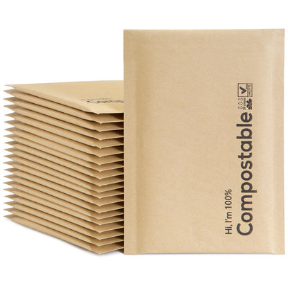 6x10 100% Biodegradable Bubble Mailers,25 Count Kraft Brown #0 Compostable Padded Packaging Wrap Envelopes Pouches Eco Friendly Self Seal Bags