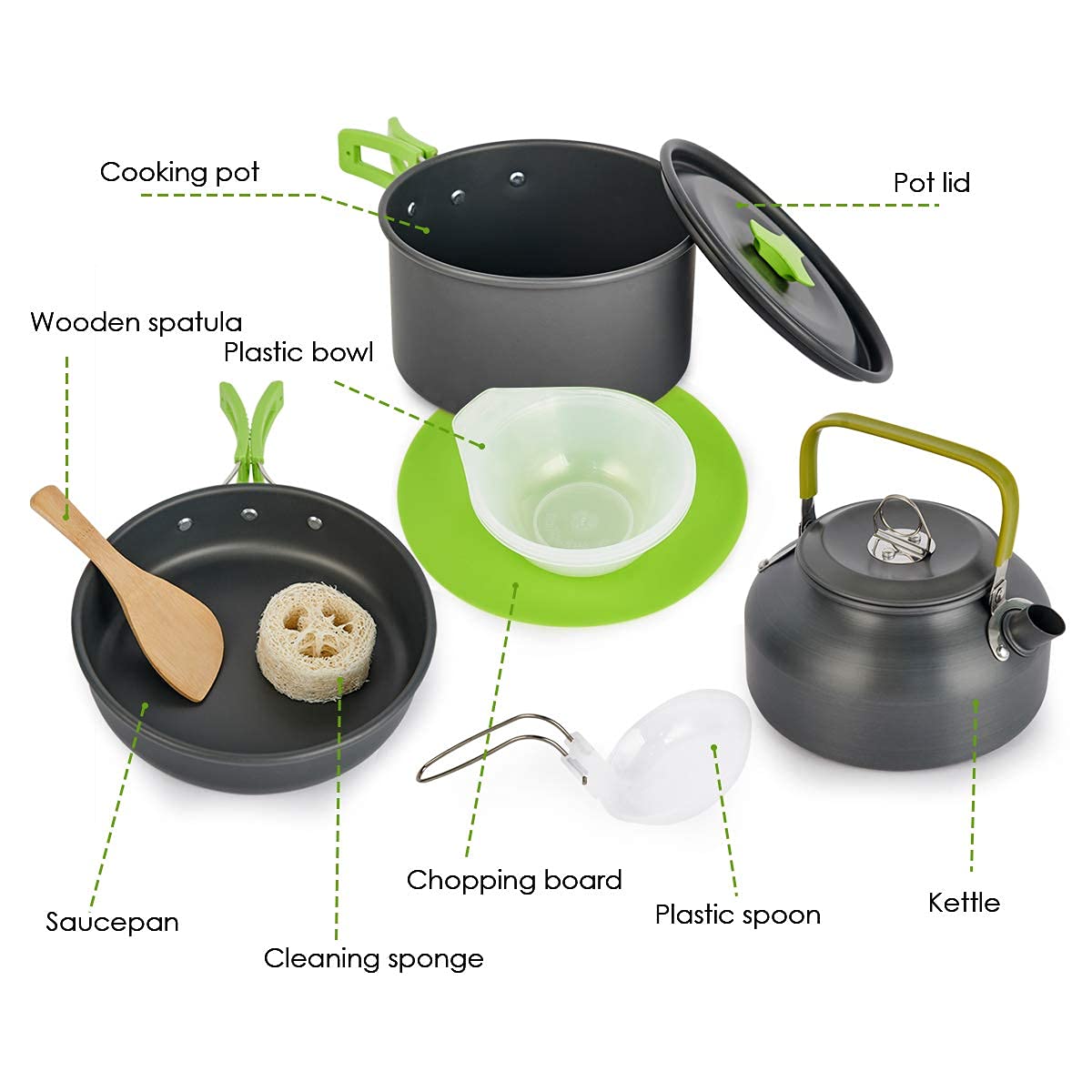 MEETSUN Portable Camp Cooking Set,Space Saving,Lightweight Aluminum Camping Cookware Set,Quick Heating Camping Pot Pan Set with Easy Clean Coating Perfect for Hiking,Backpacking,Outdoor Cooking