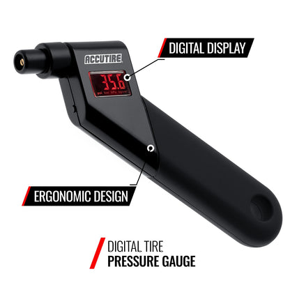 Accutire MS-4021B Digital Tire Pressure Gauge with 4 Valve Caps, 5-150psi (psi, bar, kPa, kg/cm2)