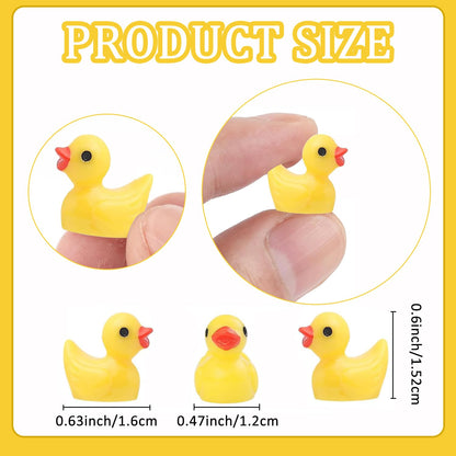 100Pcs Mini Resin Ducks, Tiny Ducks Figurines Bulk for Miniature Dollhouse Decor Accessories Garden Aquarium Potted DIY Ornament Party Toys