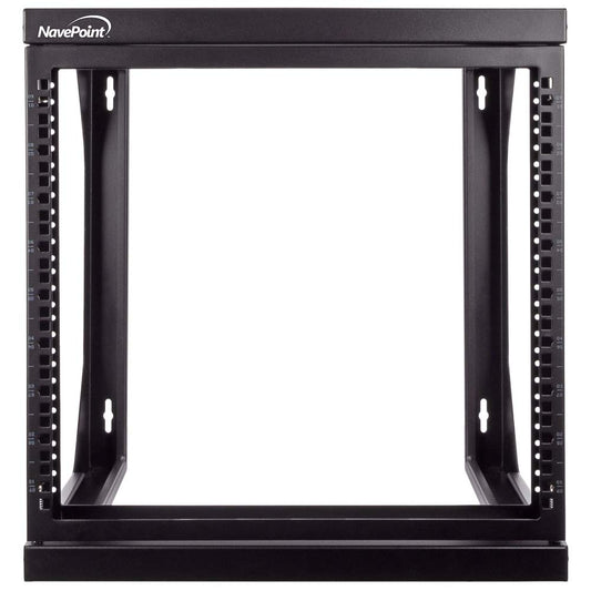 NavePoint 9U Open-Frame Server Rack for 19" IT Network Equipment & A/V Devices Free Standing or Wall Mount with 180 Degrees Gate Swing, Black