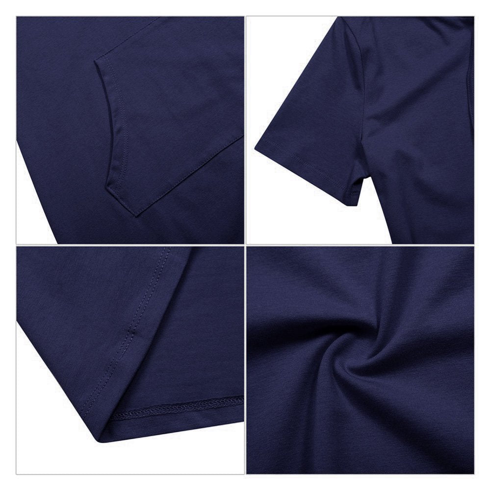 MISSKY Women Pullover Short Sleeve Pocket Sweatshirt Casual Dresses for Women (L,Navy)