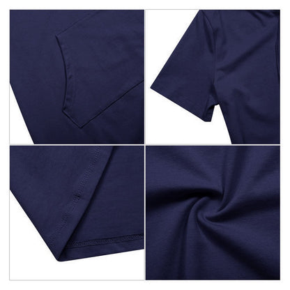 MISSKY Women Pullover Short Sleeve Pocket Sweatshirt Casual Dresses for Women (L,Navy)