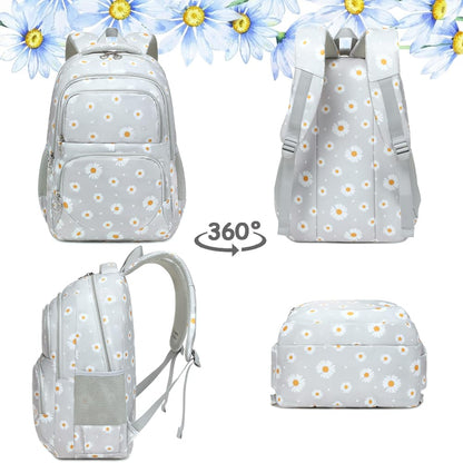 Girls Backpack with Lunch Box 3pcs Daisy Backpack Set for Kids Girls School Backpack for Primary Middle School Bookbag