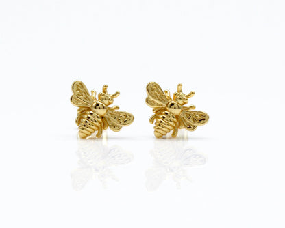 A Charmed Impression • Little Gold Bee Earrings • Gold Honeybee Studs • BumbleBee Post • Handcrafted Jewelry