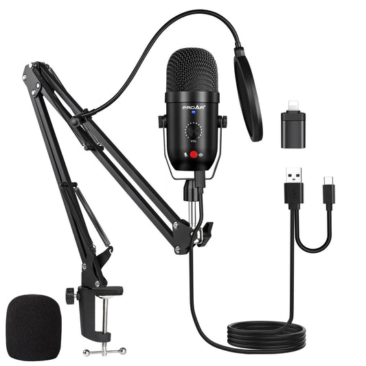 Podcast & Gaming USB Microphone Kit - Condenser Mic for Phone, Pad, PS4, Computer & Laptop (Noise Cancelling, ASMR, YouTube, Streaming)