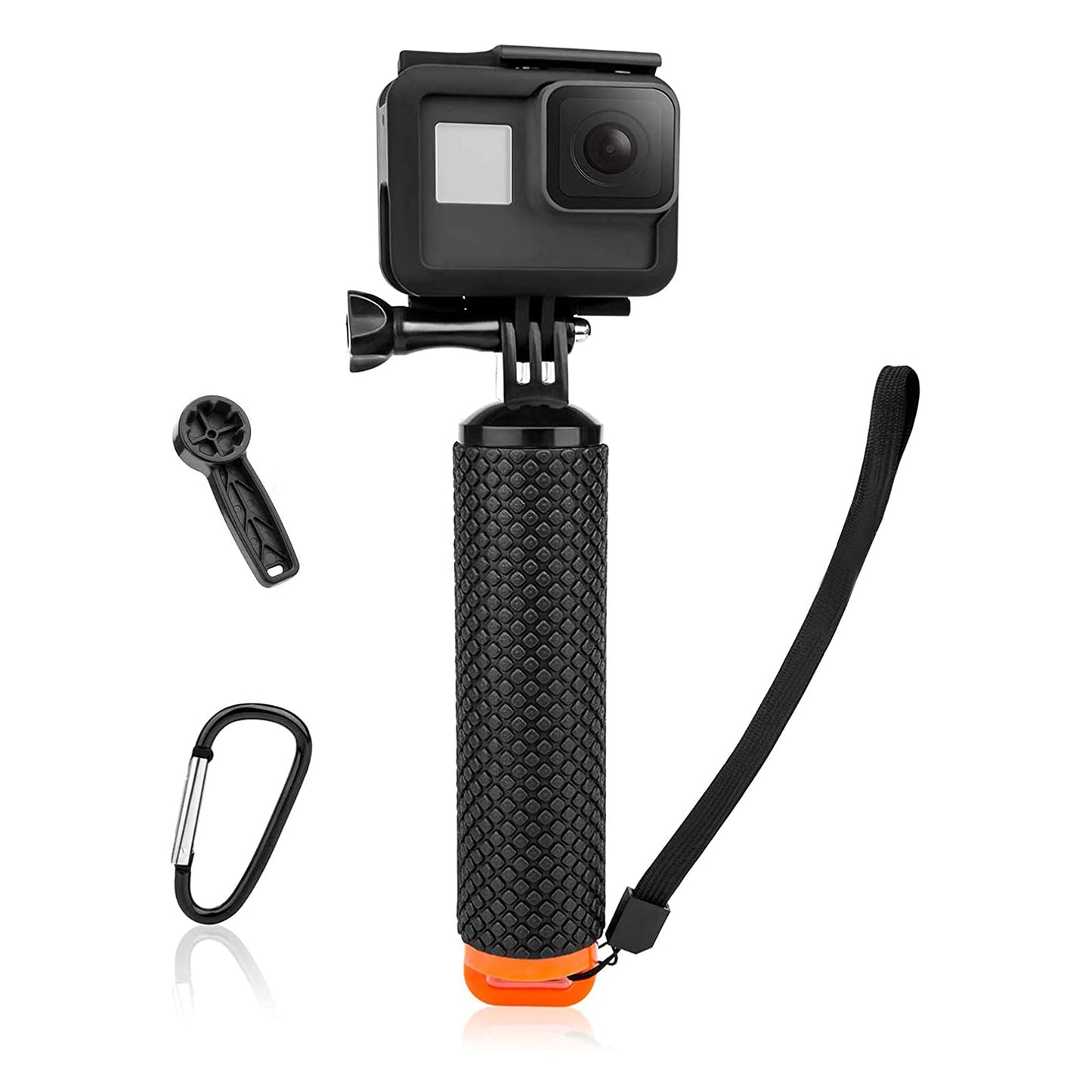Luxebell Floating Hand Grip, Pole Mount for Gopro Hero 12 11 10 9 8 7 6 5 Max Session 4 3+, Handle Mount Accessories for AKASO EK7000 V50 Pro Brave 4 Campark DJI OSMO Action Camera (Orange)