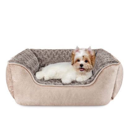 JOEJOY Rectangle Dog Bed for Large Medium Small Dogs - Washable Orthopedic Sofa Bed, Soft Breathable Puppy & Pet Cuddler, Durable Calming Dog Bed with Anti-Slip Bottom, Multiple Sizes, Beige