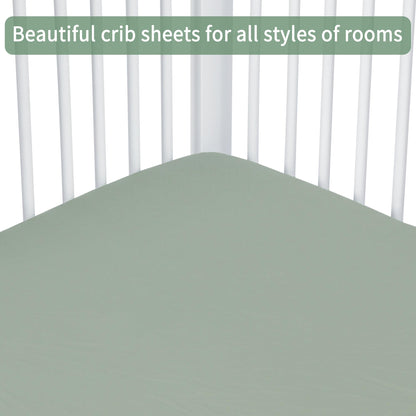 GUNTAIL Baby Crib Sheets for Boys Girls, 2 Pack Fitted Crib Sheet for Standard Crib and Toddler Mattress, Soft Microfiber Baby Sheet 52x28x8in (Brown & Green)