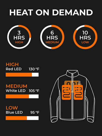 ORORO Heated Hoodie with Battery, Fleece Full-Zip Heated Sweatshirt Hoodie (Charger Not Included) (L, Black)