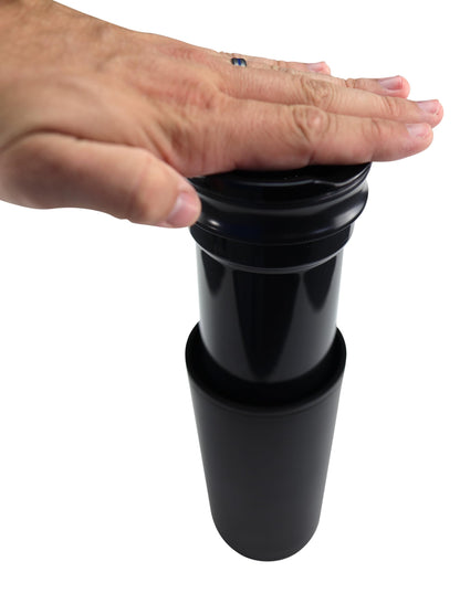 Iconikal Insulated Coffee Tumbler with Built-In French Press - 16 oz Black On-the-Go Coffee Maker - Brewer and Insulated Travel Mug with Closable Sip Lid