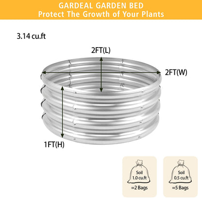 Gardeal Garden Galvanized Raised Garden Bed Kit - Metal Planter Boxes for Vegetables/Herbs/Flowers, Heavy-Duty Steel Outdoor Garden Box with Reinforced Edges(2X2X1FT)