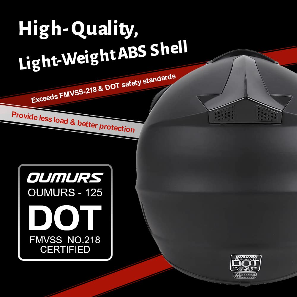 OUMURS Adult Dirt Bike Helmet with Goggles Gloves & Mask Adjustable Sun Visor DOT/FMVSS-218 Motorcycle Adults ATV Helmet Off-Road Motocross Downhill Moped MX BMX for Unisex-Adult-New Black, M