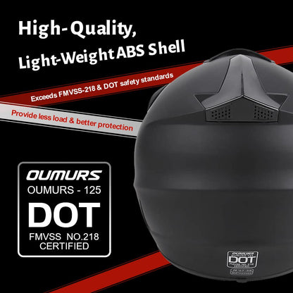 OUMURS Adult Dirt Bike Helmet with Goggles Gloves & Mask Adjustable Sun Visor DOT/FMVSS-218 Motorcycle Adults ATV Helmet Off-Road Motocross Downhill Moped MX BMX for Unisex-Adult-New Black, M