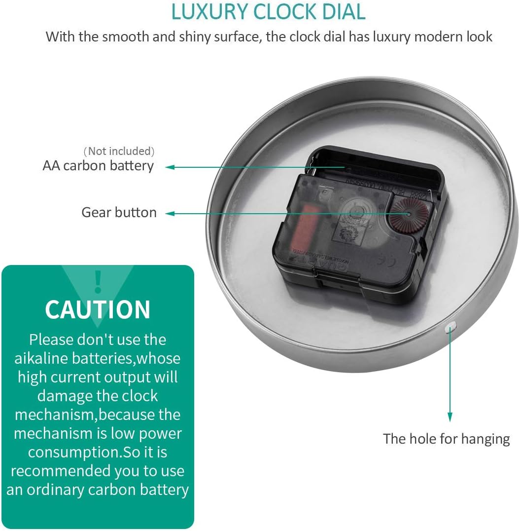 AILILIFE 3D DIY Wall Clock Decor Sticker Mirror Frameless Large DIY Wall Clock Kit for Home Living Room Bedroom Office Decoration (Black)