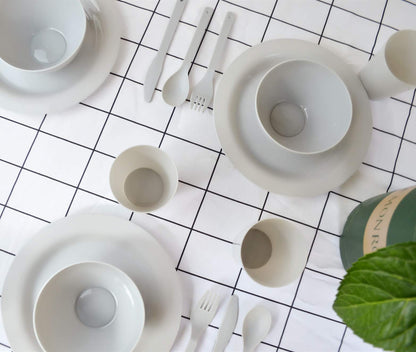 Plastic Plates and Bowls Sets,College Dorm Room Essentials Dishes Set Camping Plates,Dinnerware Accessories Mess Kit-Microwaveoven Safe BPA-Free with Mesh Bag-24PCS