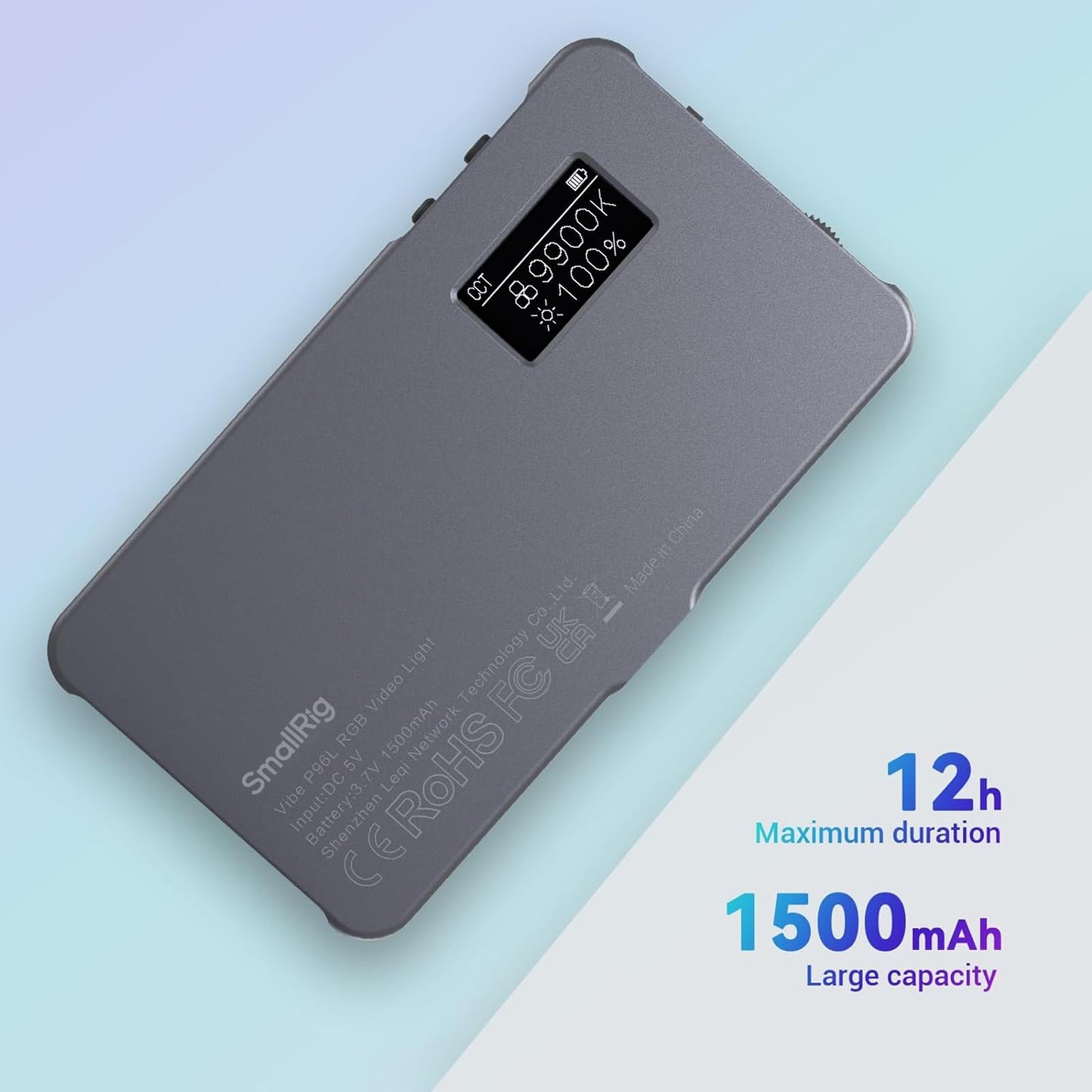 P96L RGB Video Light by SmallRig, Portable Metal LED Camera Light, 2500-8000K, 21 Effects, CRI 96+, OLED Display, Photo and Video Lighting, Long Battery Life, Fits Phone and Camera