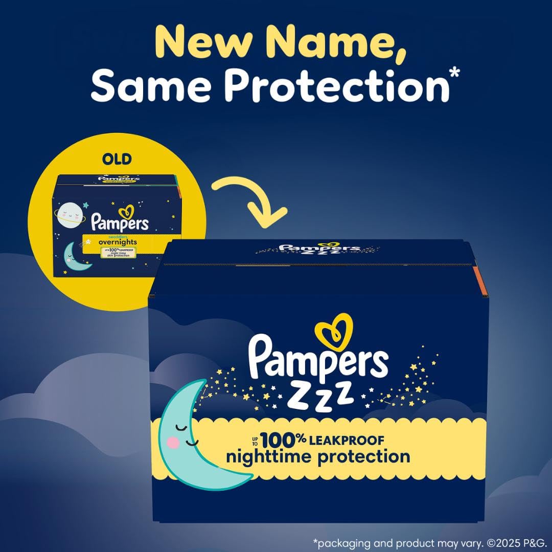 Pampers ZZZ Overnight Diapers, Size 7 (41+ lbs), 36 Count, Nighttime Protection Disposable Baby Diaper, Night Time Leak and Skin Protection